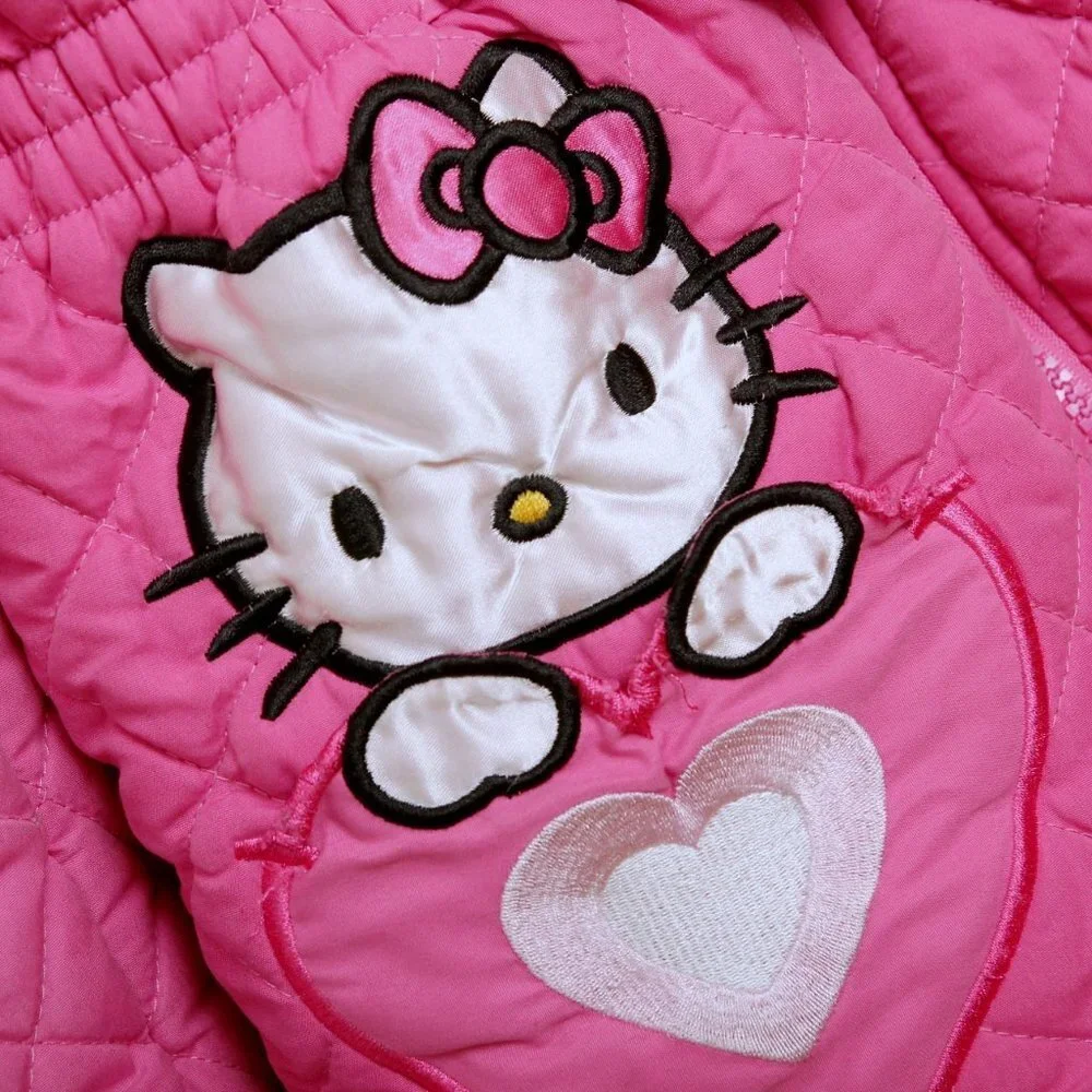Hello Kitty by Sanrio Girls Quilted Fur Hooded Jacket‎